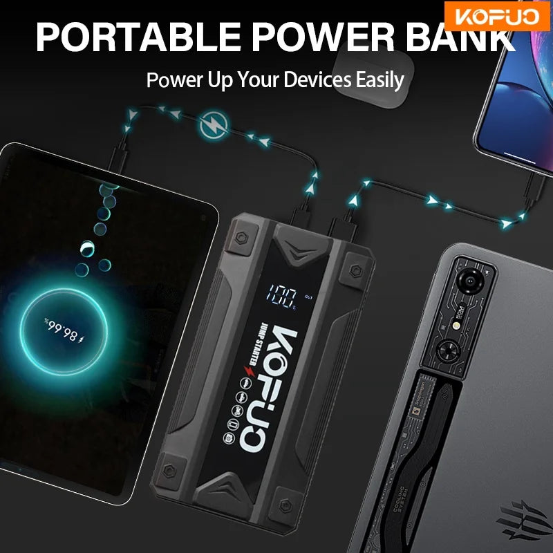 5000A Peak Car Jump Starter for 8.5L Gas & 7.0L Diesel Engines, 12V Portable Power Bank with USB/Dual Output & LED Light