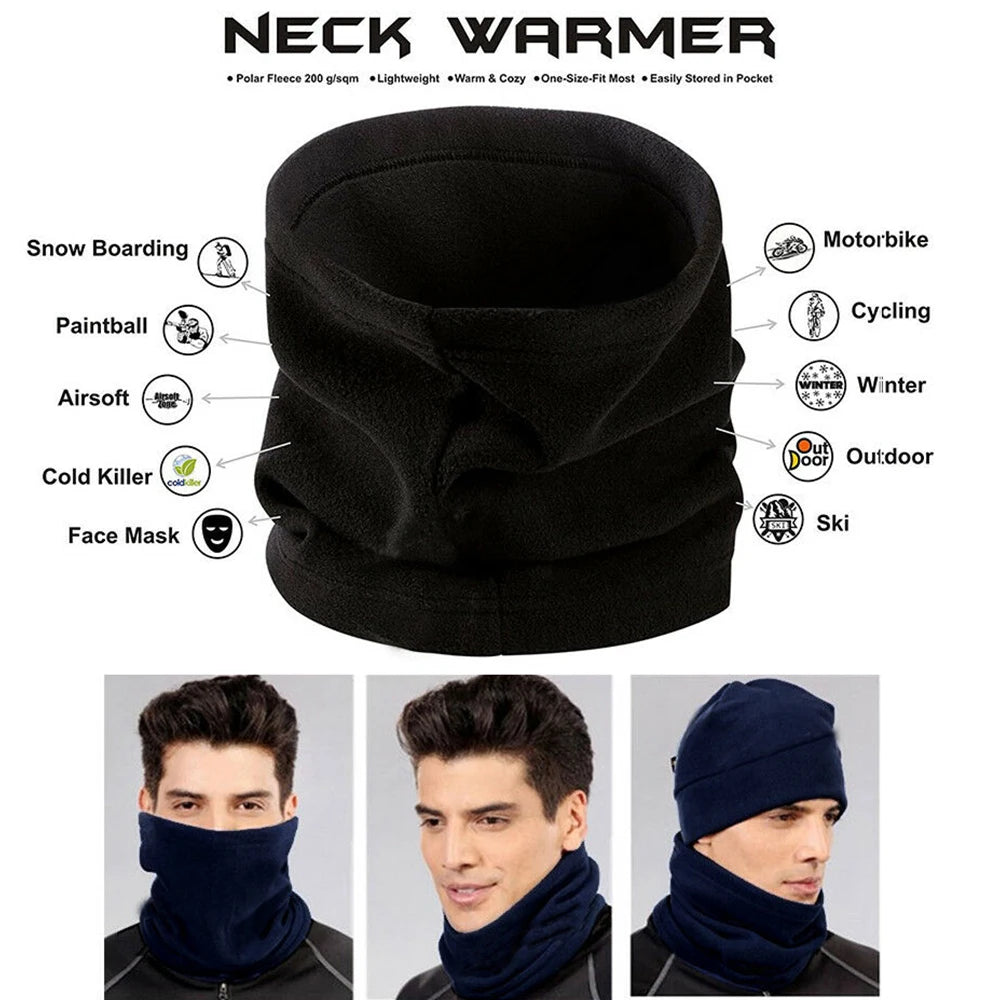 Neck Warmer Fleece Black Cycling Winter Adults Snood Mask Scarf Tube Face Unisex