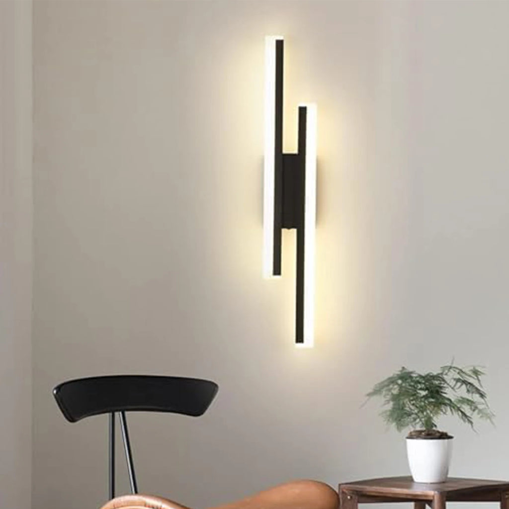 Modern Dimmable LED Wall Light Line Shape Wall Lamp 3000K/4000K/6000K for Bedroom, Living Room, Hallway, Entryway Black