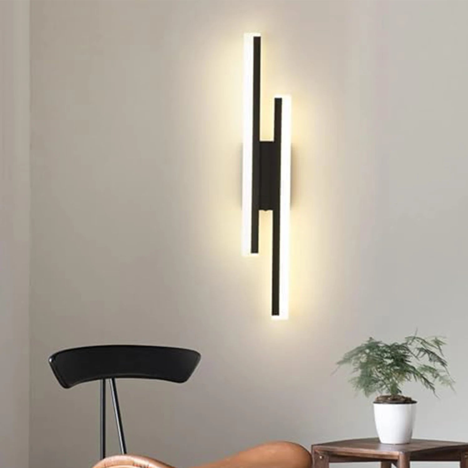 Modern Dimmable LED Wall Light Line Shape Wall Lamp 3000K/4000K/6000K for Bedroom, Living Room, Hallway, Entryway Black