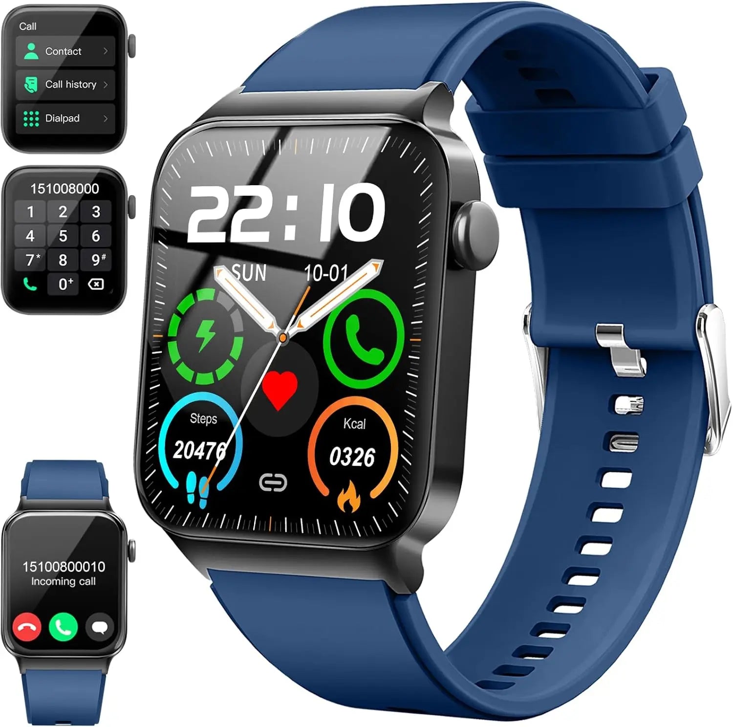 T50 1.85" Ultra Thin Smartwatch (Answer/Make Call), IP68 Waterproof Fitness Tracker, 100+Sport Modes, Heart Rate/Sleep Monito.