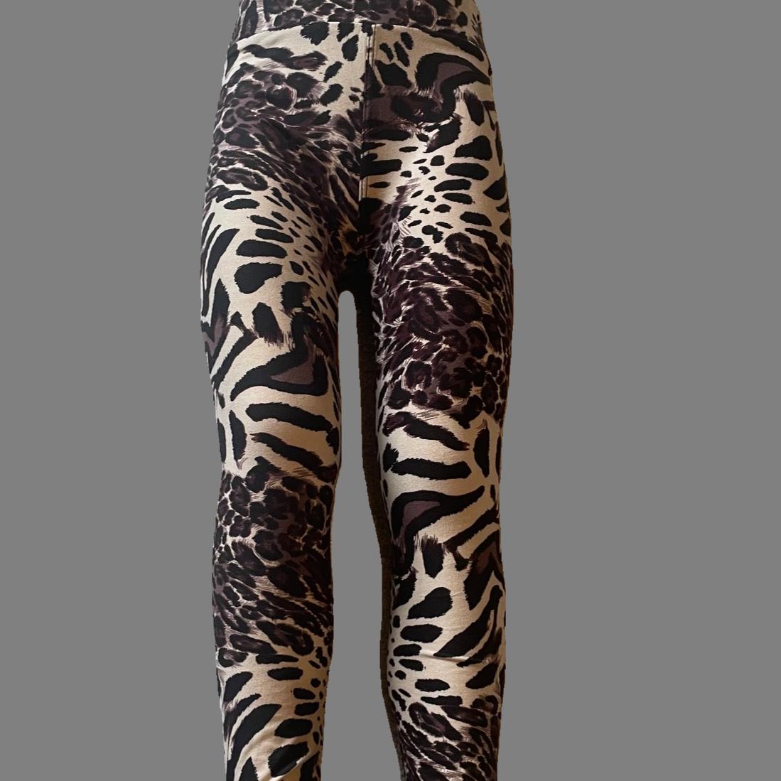 Girls safari design full length leggings