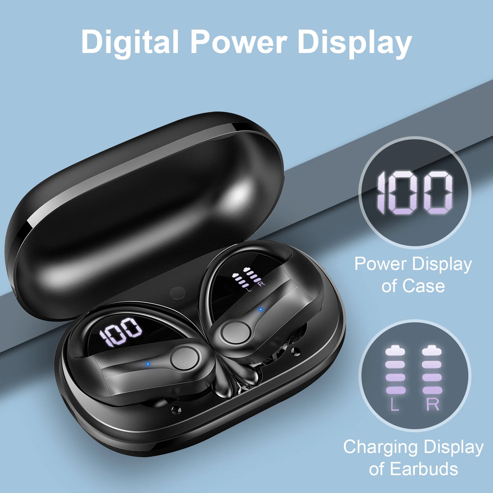 Wireless Earbuds, Bluetooth 5.3 Earbuds Stereo Bass, in-Ear Noise Cancelling Mic, Earphones IP7 Waterproof Sports, 50H Playback.