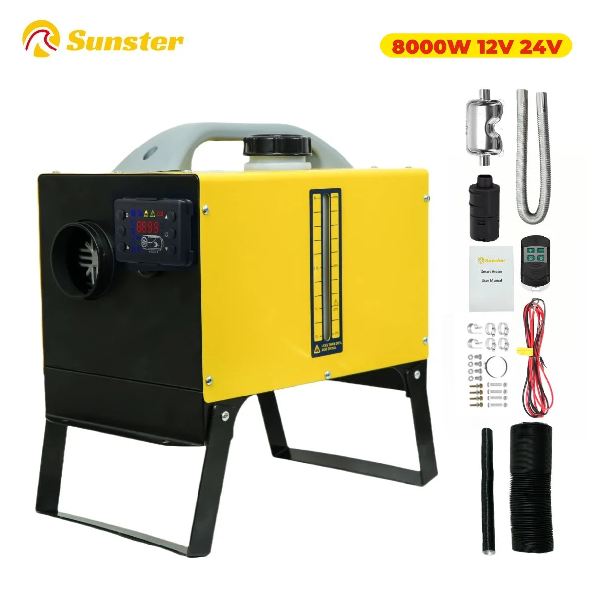 Diesel Heater 8KW 12V 24V Diesel Air Heater with LCD Panel and Remote Control Parking Heater Low Noise for Truck Trailer Boat