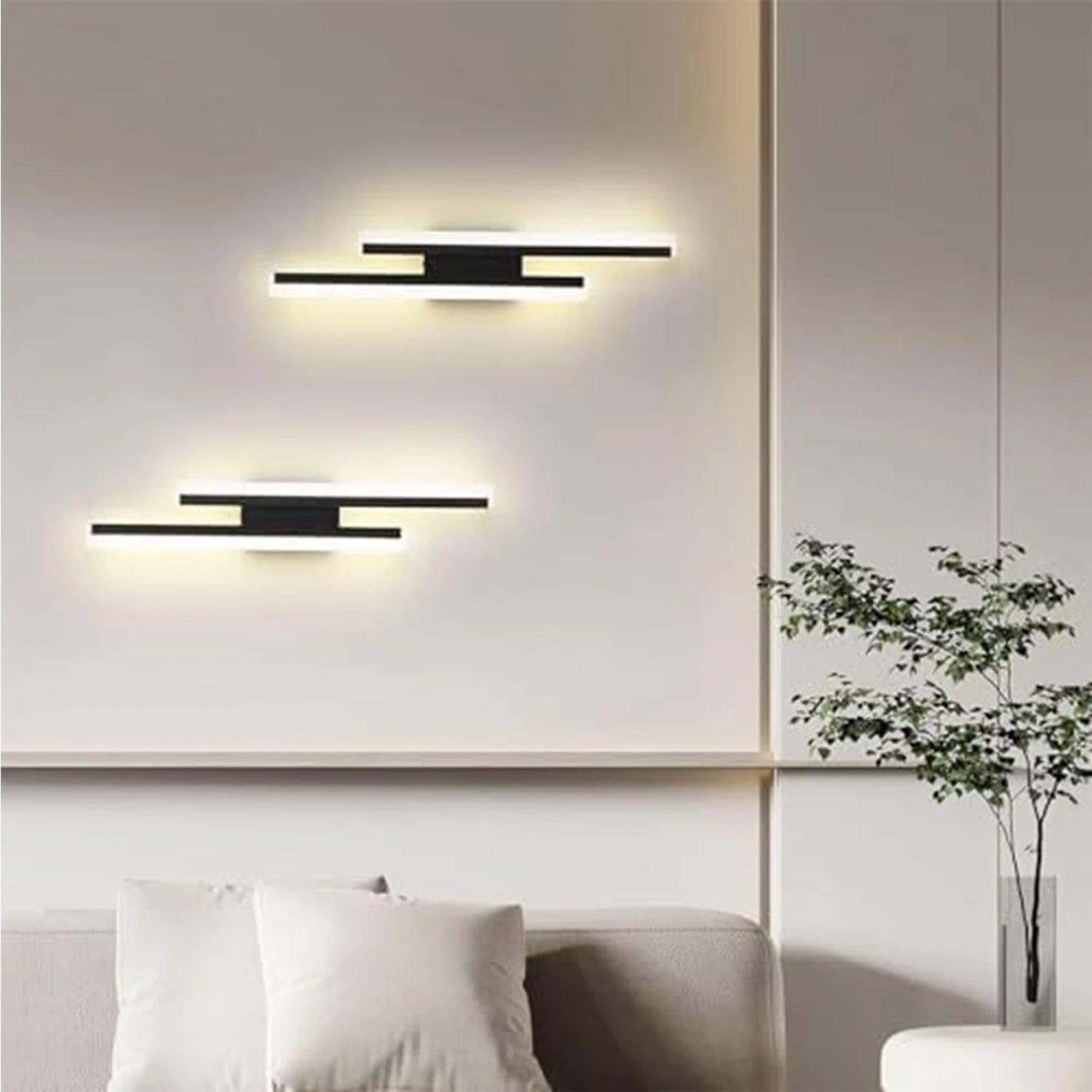 Modern Dimmable LED Wall Light Line Shape Wall Lamp 3000K/4000K/6000K for Bedroom, Living Room, Hallway, Entryway Black