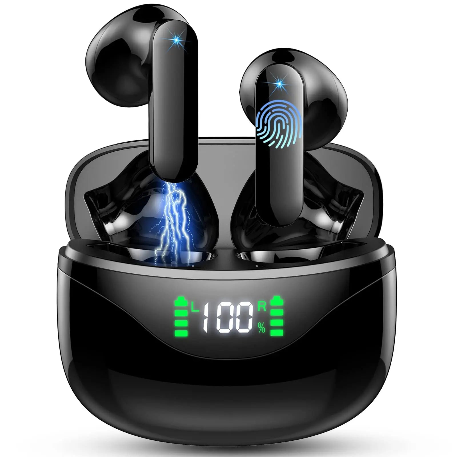 Wireless Earbuds, Bluetooth 5.3 Headphones Built in Noise Cancelling Mic, 36H Playtime LED Display Wireless Earphones.