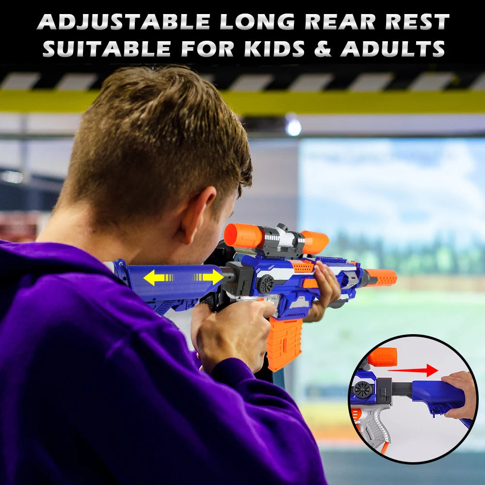 VATOS Auto Machine Gun Electric Sniper With Scope For Boys Girls 100Pcs Foam Blaster Darts Shooting Game For Kids