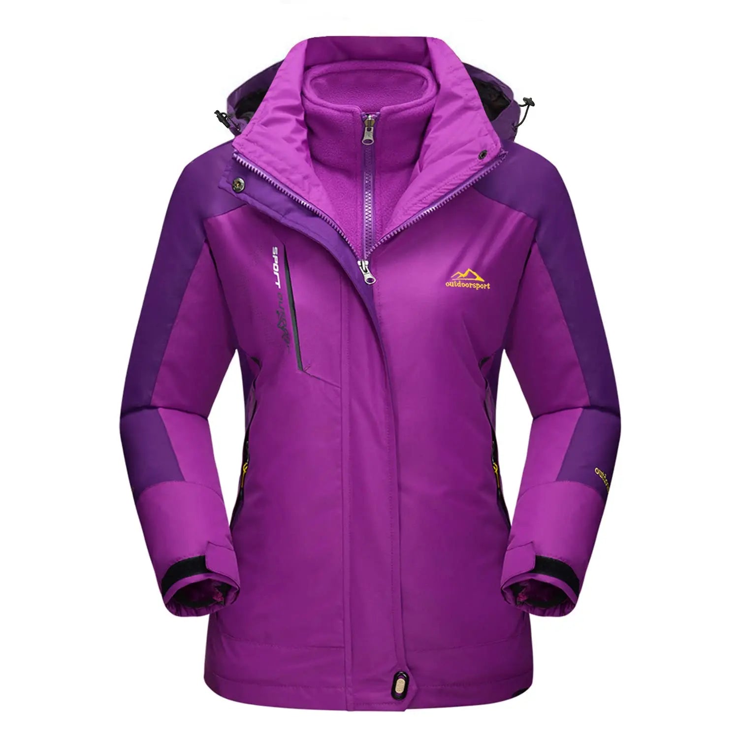 Women's 3-IN-1 Jackets Waterproof Fleece Jacket Outdoor Windproof Skiing Snowboarding Coat Hiking Jackets Parka Hodded Coats